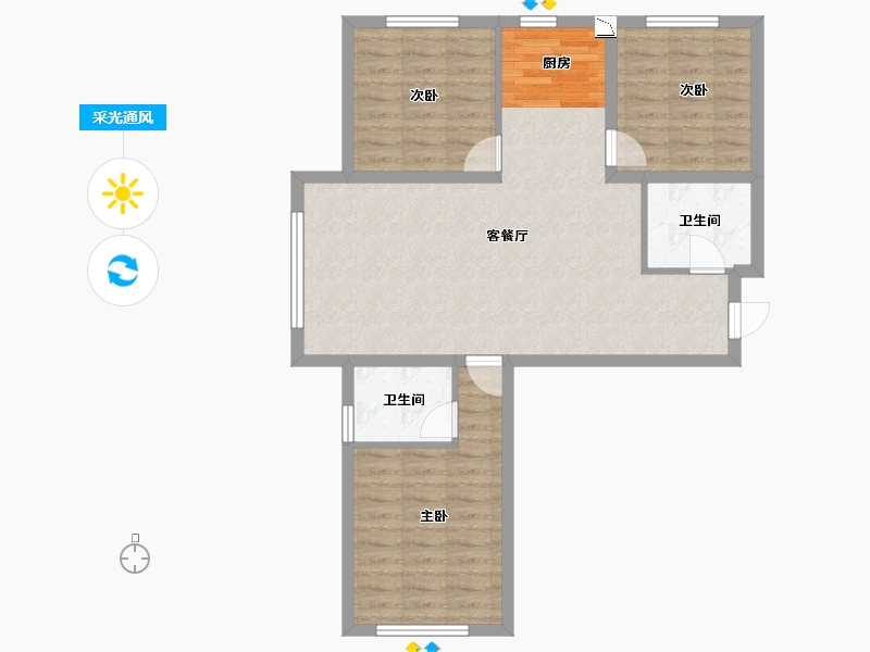 山西省-大同市-悦城金懋府-81.18-户型库-采光通风