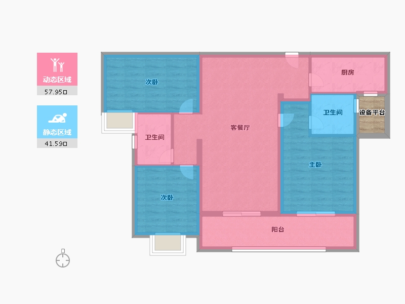 湖南省-长沙市-金茂建发观悦-90.99-户型库-动静分区