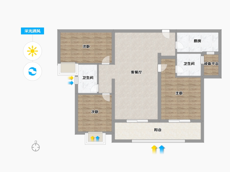 湖南省-长沙市-金茂建发观悦-90.99-户型库-采光通风