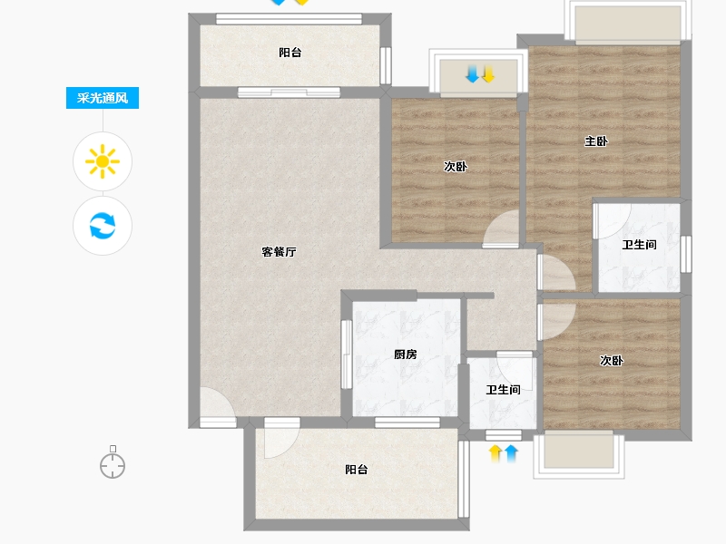 贵州省-贵阳市-尚善御景-89.85-户型库-采光通风