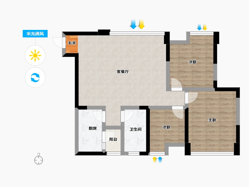 四川省-成都市-保利狮子湖红杉郡-77.91-户型库-采光通风