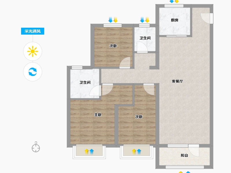 山东省-济南市-万达文旅城-87.22-户型库-采光通风