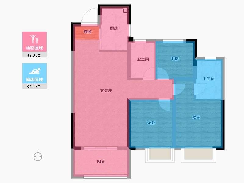 湖北省-武汉市-�吃没�府-73.60-户型库-动静分区