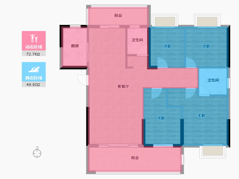 湖北省-黄冈市-书香尚城-111.07-户型库-动静分区