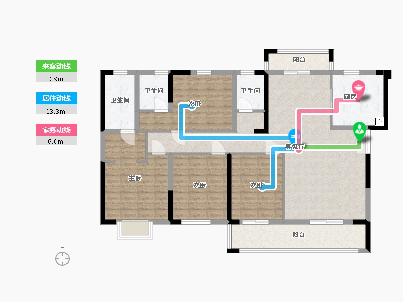 湖南省-长沙市-中建・昭山印象-129.55-户型库-动静线