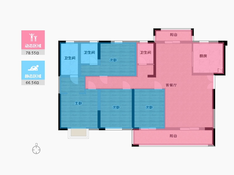 湖南省-长沙市-中建・昭山印象-129.55-户型库-动静分区