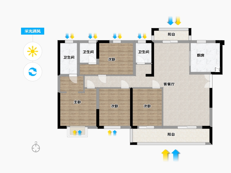 湖南省-长沙市-中建・昭山印象-129.55-户型库-采光通风