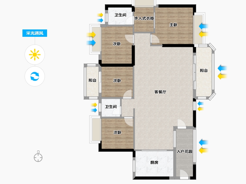 广东省-汕头市-君悦南湾-125.79-户型库-采光通风