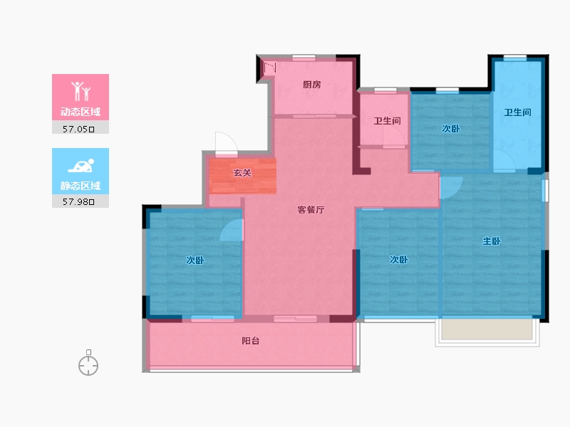 浙江省-嘉兴市-佳源・四季�Z园-103.78-户型库-动静分区