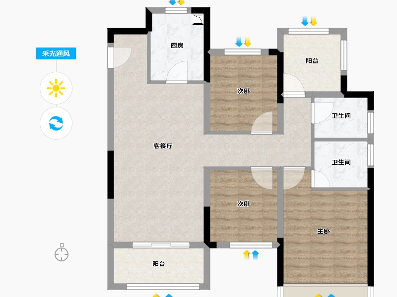 浙江省-嘉兴市-新城中骏·悦隽半岛-89.00-户型库-采光通风