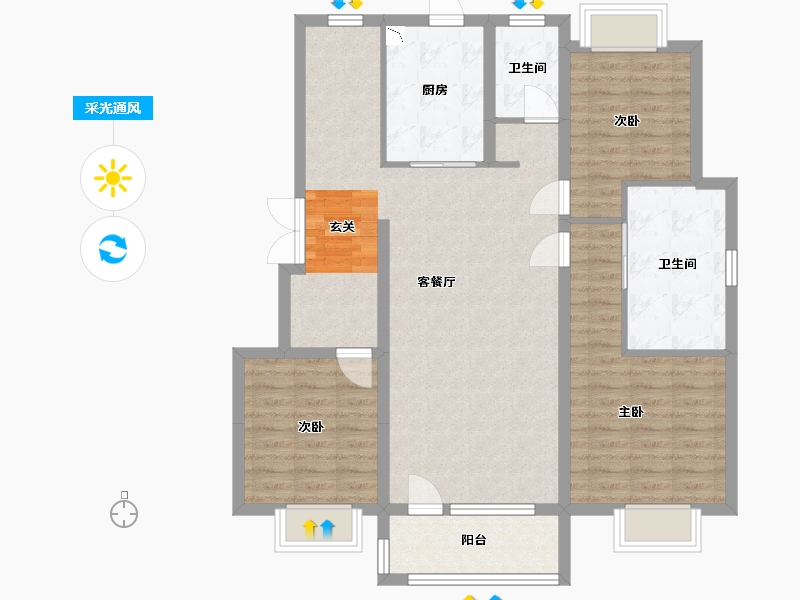 吉林省-长春市-华润置地长安里-104.01-户型库-采光通风