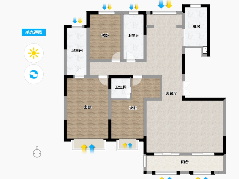 陕西省-西安市-天地源・大都会-137.15-户型库-采光通风