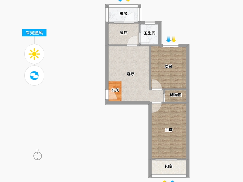 河北省-石家庄市-滨湖新村北-51.73-户型库-采光通风