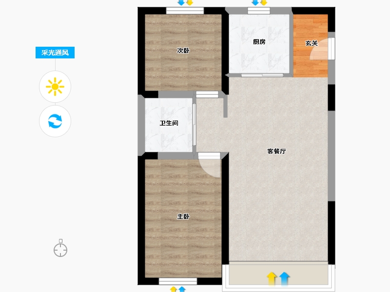 吉林省-长春市-京誉府-56.89-户型库-采光通风