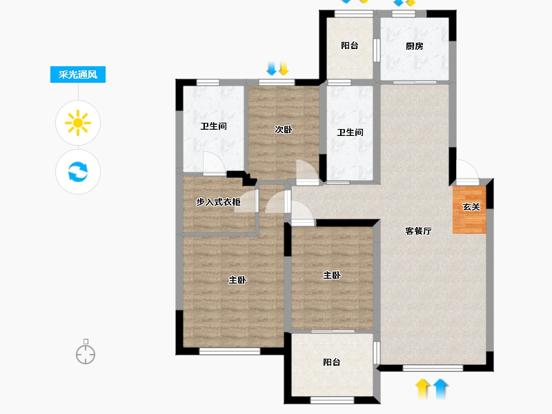 吉林省-长春市-龙翔国际观邸-105.00-户型库-采光通风