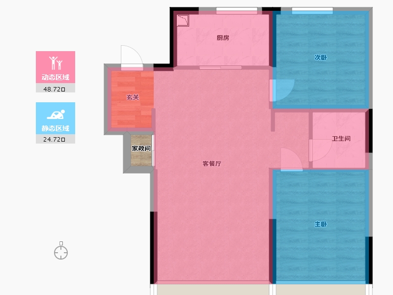 吉林省-长春市-万科向日葵小镇-67.01-户型库-动静分区