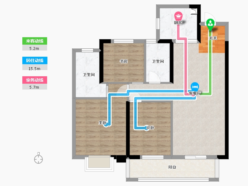 湖北省-武汉市-新城璞樾门第-87.30-户型库-动静线