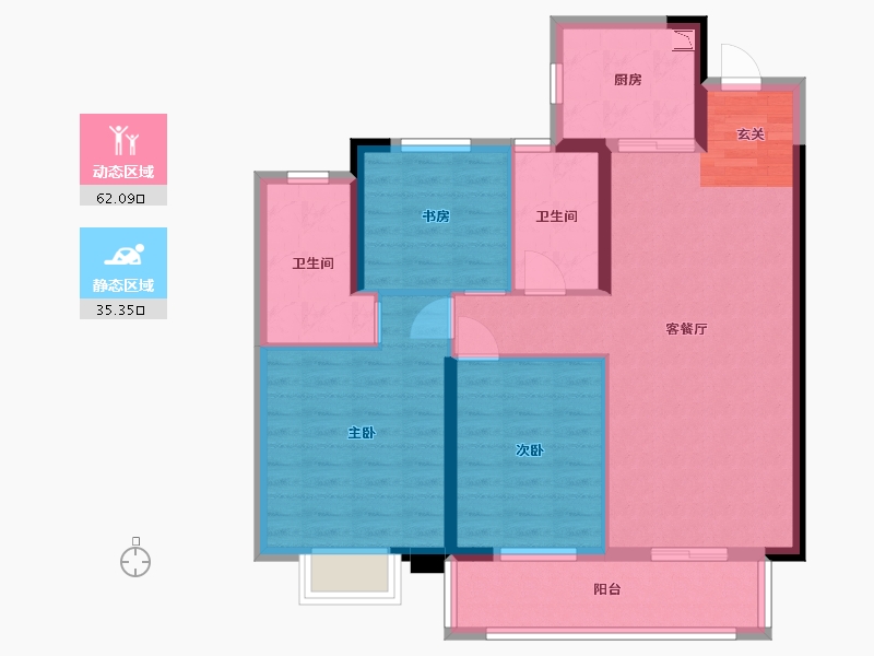 湖北省-武汉市-新城璞樾门第-87.30-户型库-动静分区