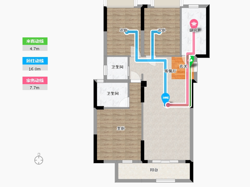 湖北省-武汉市-宝业星毓府-90.79-户型库-动静线