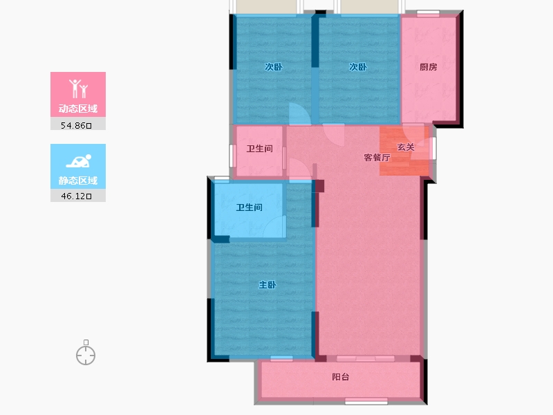 湖北省-武汉市-宝业星毓府-90.79-户型库-动静分区