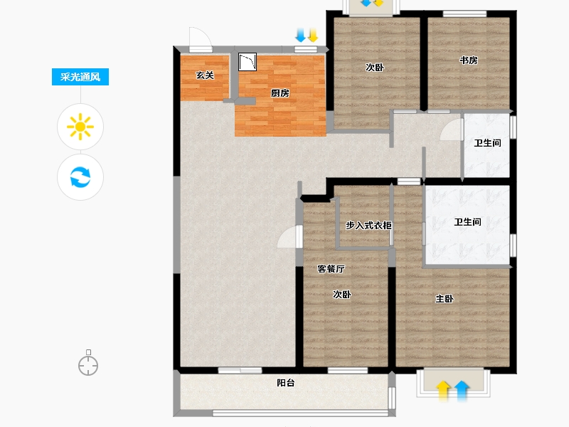 湖北省-武汉市-旭辉千山凌云-141.58-户型库-采光通风