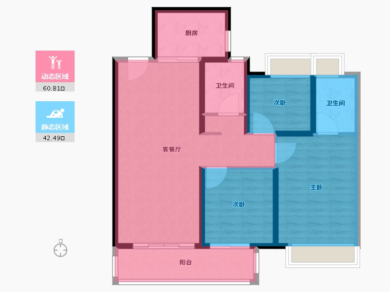 湖北省-武汉市-龙湖 东湖高新・春江郦城-92.81-户型库-动静分区