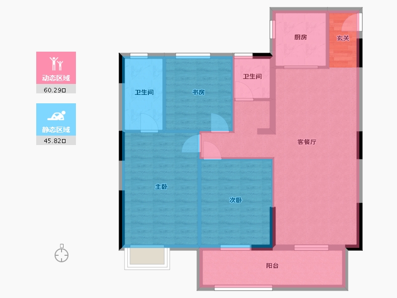 湖北省-武汉市-宝业星毓府-95.89-户型库-动静分区