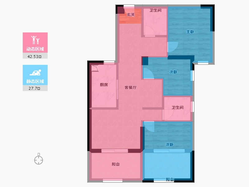 福建省-福州市-世茂福晟・钱隆御品-61.39-户型库-动静分区