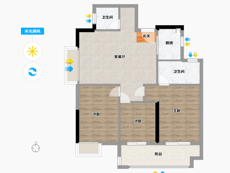 福建省-福州市-中庚・东金-80.00-户型库-采光通风