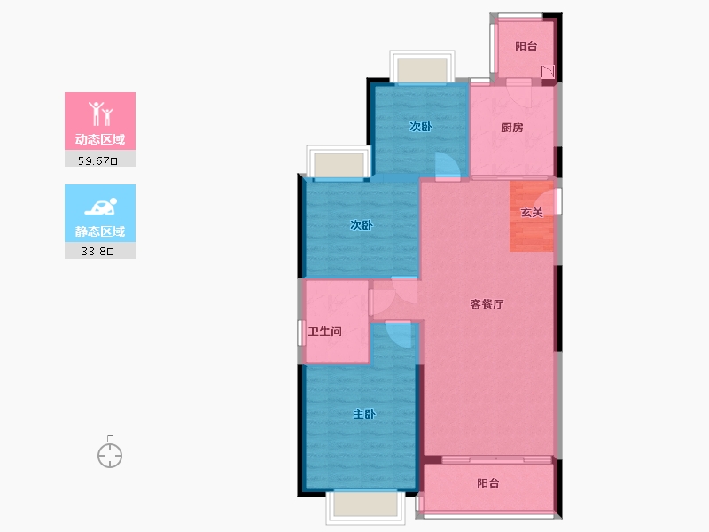 福建省-福州市-福清恒大御景半岛-84.64-户型库-动静分区