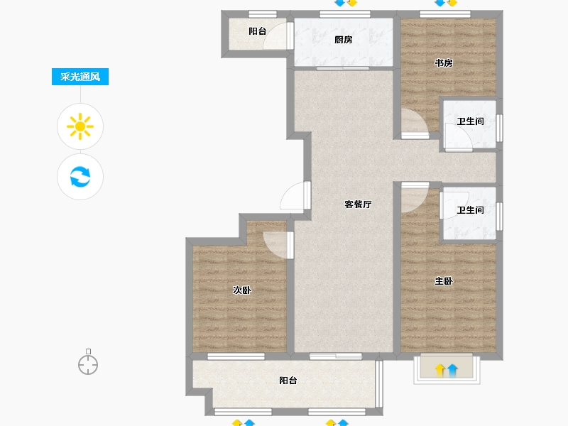 山东省-济宁市-泽缘名府-100.41-户型库-采光通风