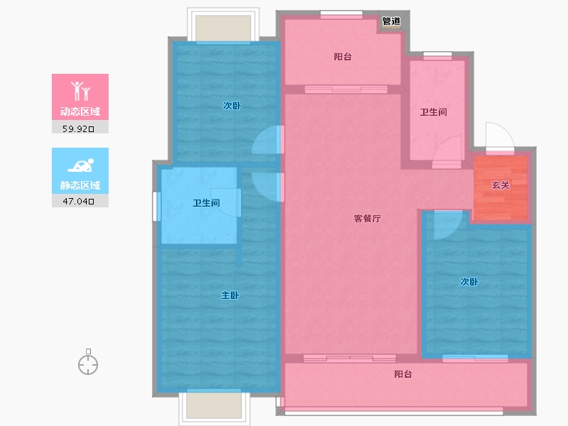 江苏省-南京市-鱼嘴润府-96.00-户型库-动静分区