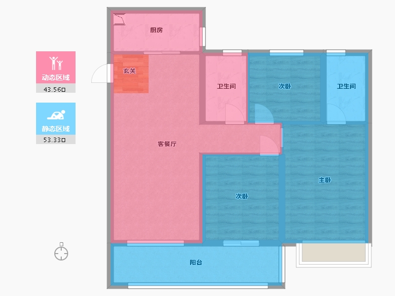 江苏省-南京市-蓝光睿创新筑-86.78-户型库-动静分区