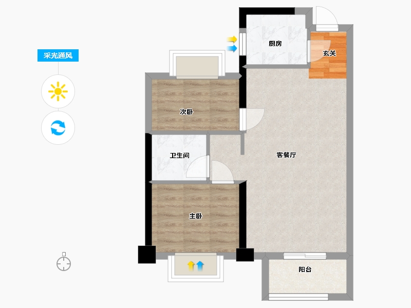 福建省-福州市-金辉优步悦山-56.90-户型库-采光通风