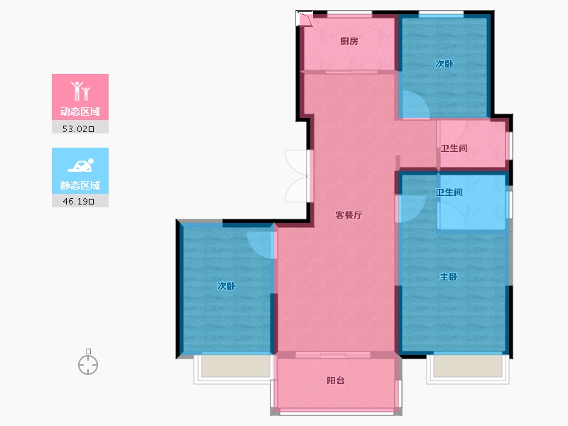 河南省-濮阳市-金域兰亭-88.94-户型库-动静分区