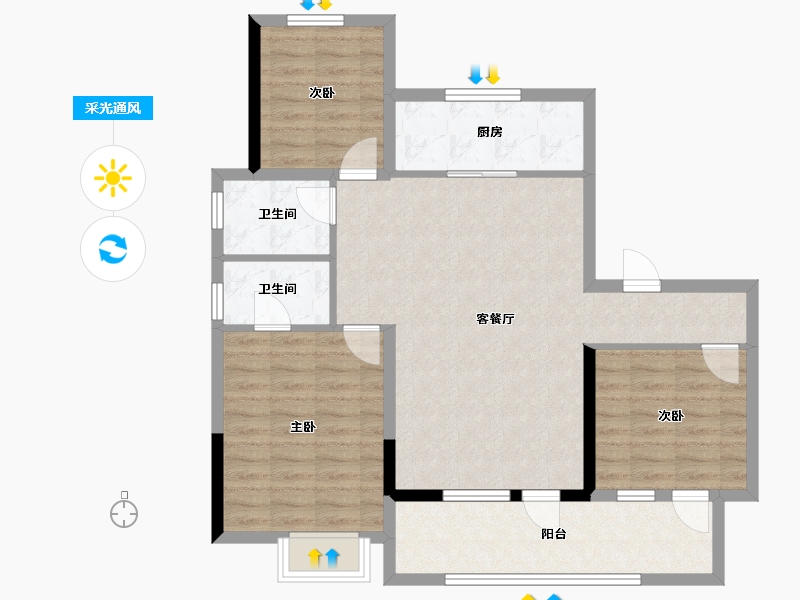 山东省-青岛市-银盛泰正阳府-93.20-户型库-采光通风