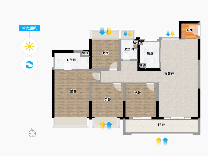 江苏省-南京市-江畔都会上城-112.72-户型库-采光通风