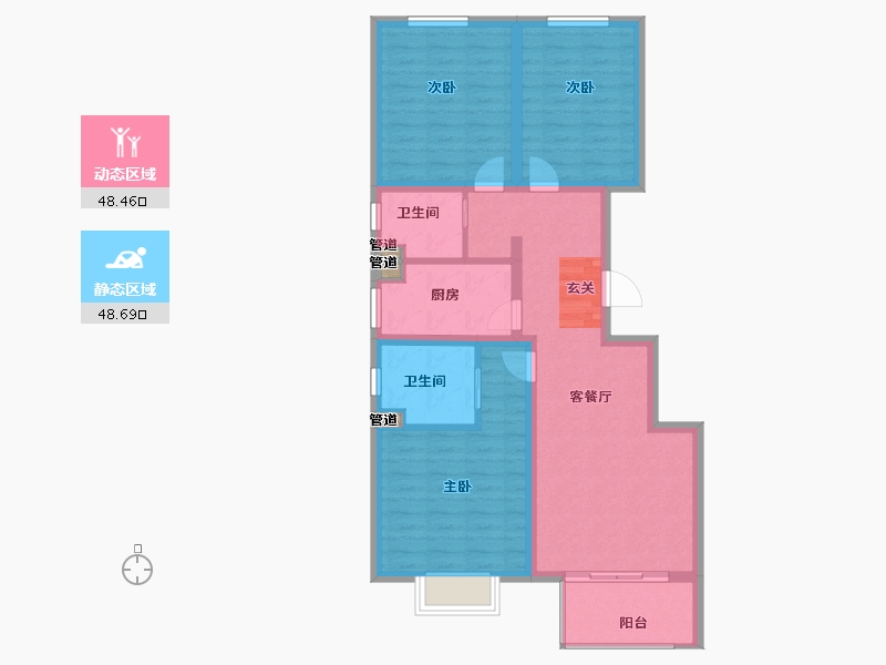 山东省-烟台市-中垠紫金观邸-87.00-户型库-动静分区