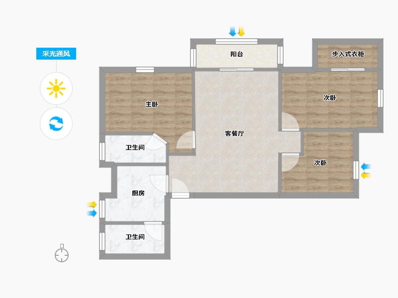 广东省-广州市-怡安花园-72.03-户型库-采光通风