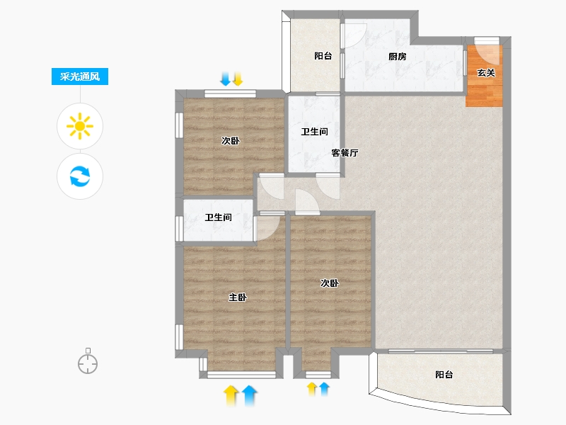 广东省-广州市-骏景花园-98.76-户型库-采光通风