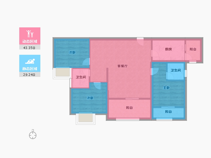 广东省-深圳市-传麒东湖名苑-63.99-户型库-动静分区