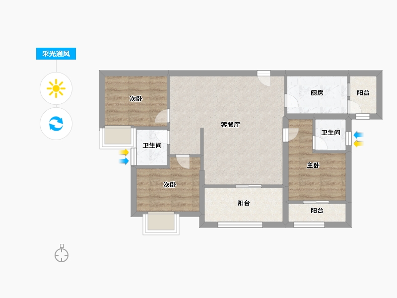 广东省-深圳市-传麒东湖名苑-63.99-户型库-采光通风