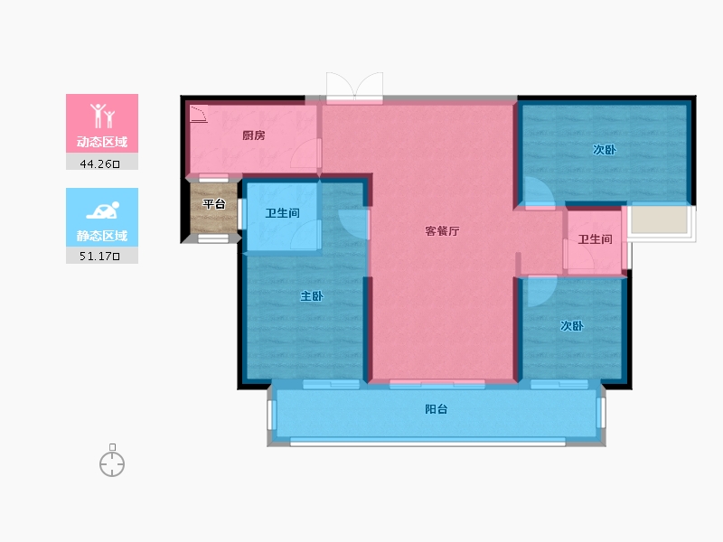 湖南省-常德市-长房武陵府-86.98-户型库-动静分区