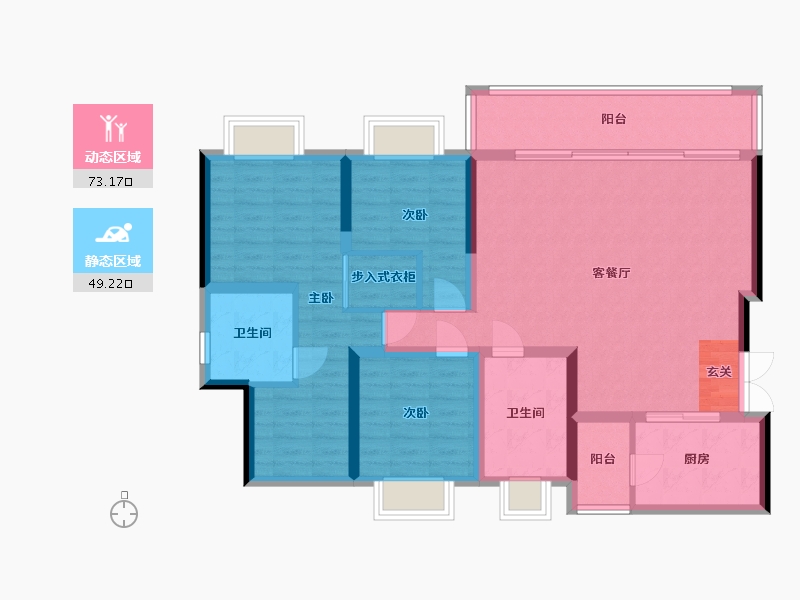 重庆-重庆市-恒泰悦府-109.87-户型库-动静分区