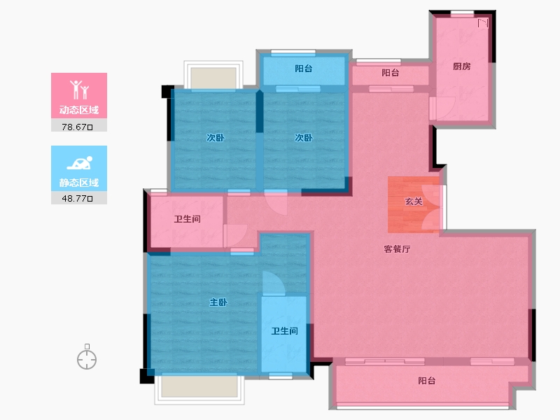 重庆-重庆市-首创・禧瑞山河-114.02-户型库-动静分区