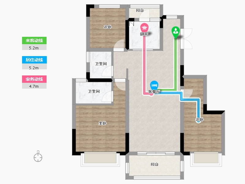 重庆-重庆市-重庆新城和昱麟云-87.51-户型库-动静线