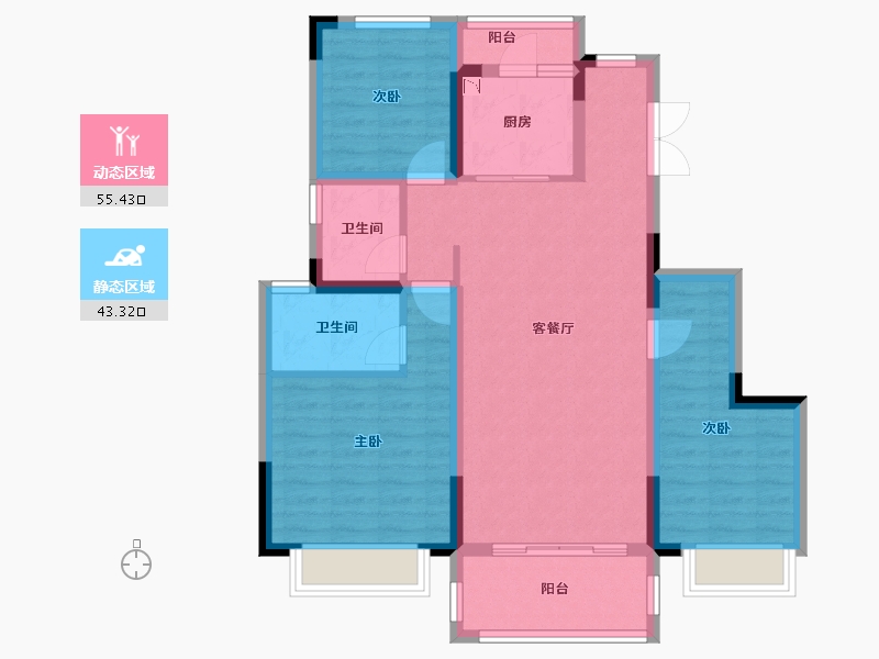 重庆-重庆市-重庆新城和昱麟云-87.51-户型库-动静分区