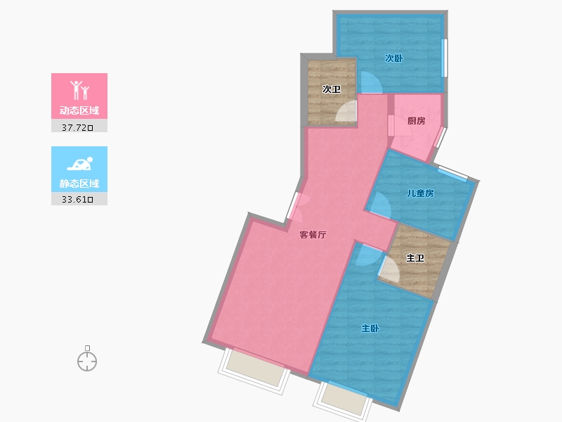 江苏省-南通市-华业玫瑰东筑-73.99-户型库-动静分区