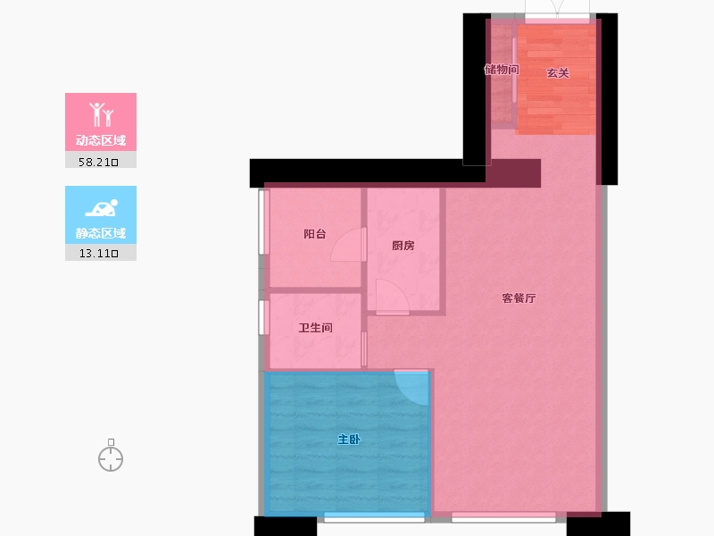 重庆-重庆市-重庆来福士住宅-64.38-户型库-动静分区