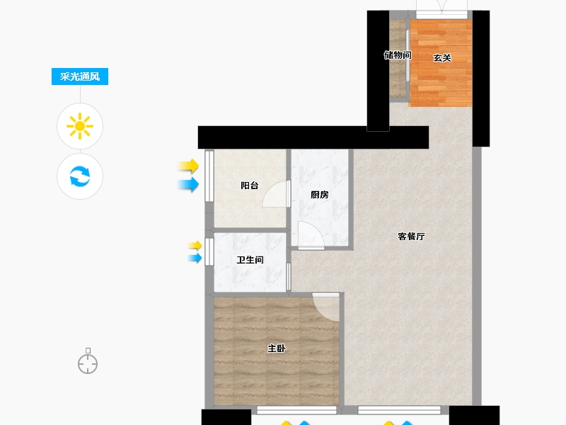 重庆-重庆市-重庆来福士住宅-64.38-户型库-采光通风